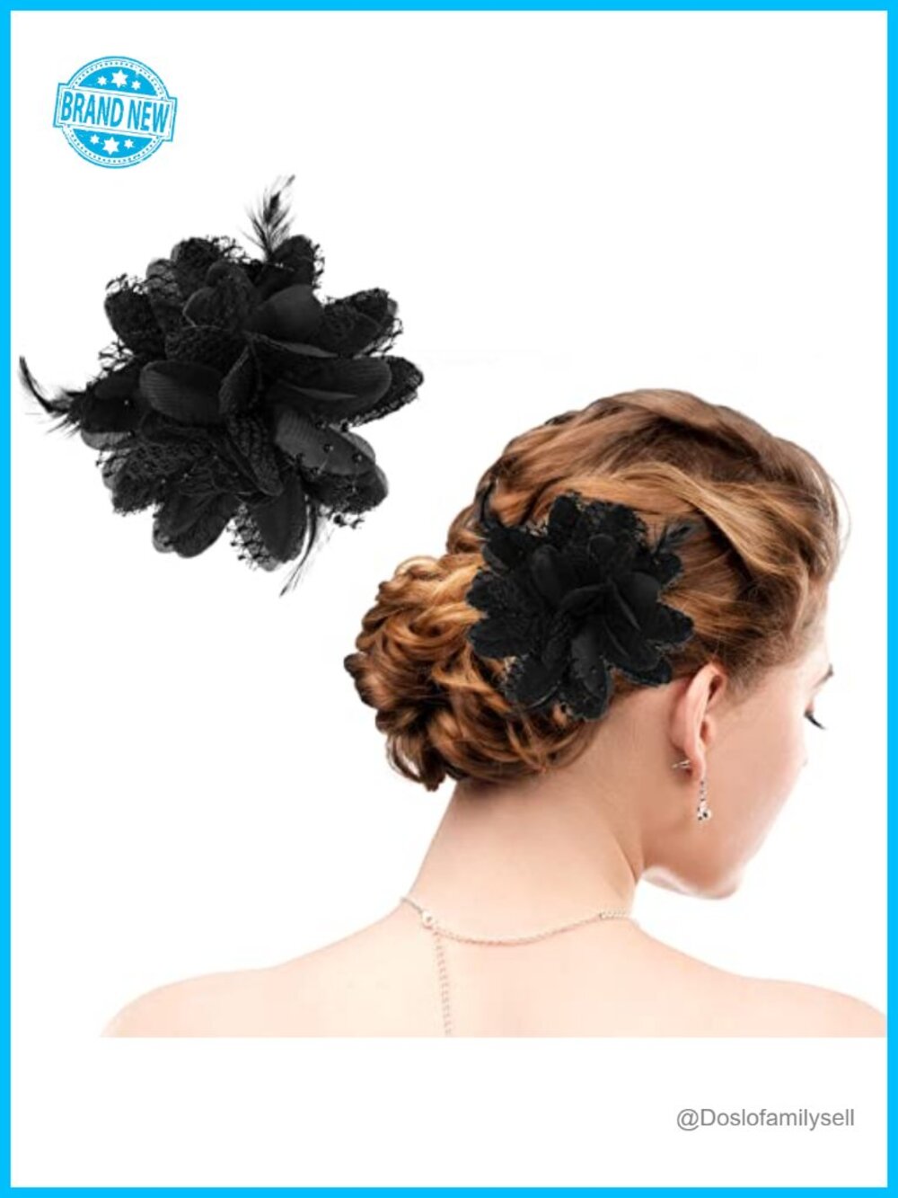 WLLHYF Women's Feather Flower Fascinator Hair Clip Brooch Pin